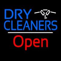 Dry Cleaners Logo Open White Line Neonreclame