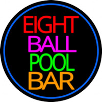 Eight Ball Pool Bar Oval With Blue Border Neonreclame