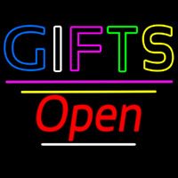 Gifts Block Open Yellow Line Neonreclame