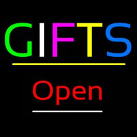 Gifts Open Yellow Line Neonreclame