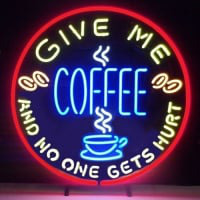 Give Me Coffee And No One Get Hurt Bier Bar Open Neonreclame