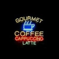 Gourmet Coffee Cappuccino Latte Winkel Open Neonreclame