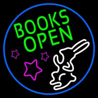 Green Books With Rabbit Logo Open Neonreclame