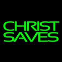 Green Christ Saves Neonreclame