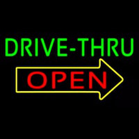 Green Drive Thru Open Arrow Neonreclame