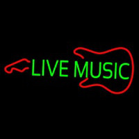 Green Live Music With Guitar Logo Neonreclame