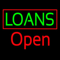 Green Loans Red Border Open Neonreclame