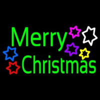 Green Merry Christmas With Multi Color Stars Neonreclame