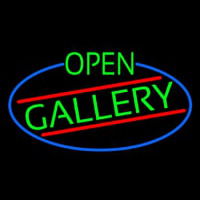 Green Open Gallery Oval With Blue Border Neonreclame