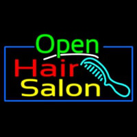 Green Open Hair Salon With Blue Border Neonreclame