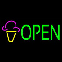 Green Open Ice Cream Cone Neonreclame