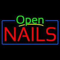 Green Open Nails With Blue Border Neonreclame