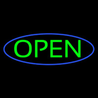 Green Open With Blue Oval Border Neonreclame