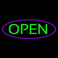 Green Open With Purple Oval Border Neonreclame