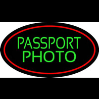 Green Passport Photo Red Oval Neonreclame