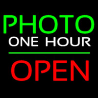 Green Photo One Hour With Open 1 Neonreclame