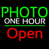 Green Photo One Hour With Open 2 Neonreclame