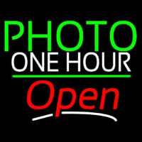 Green Photo One Hour With Open 3 Neonreclame