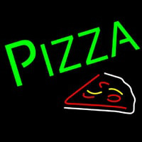 Green Pizza With Slice Neonreclame