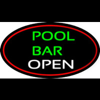 Green Pool Bar Open Oval With Red Border Neonreclame