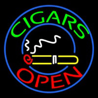 Green Round Cigars Open Neonreclame