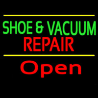 Green Shoe And Vacuum Red Repair Open Neonreclame