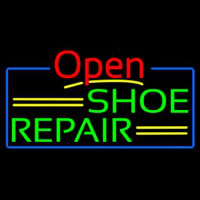 Green Shoe Repair Open With Blue Border Neonreclame