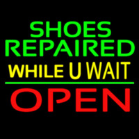Green Shoes Repaired Yellow While You Wait Open Neonreclame