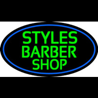 Green Styles Barber Shop With Blue Border Neonreclame