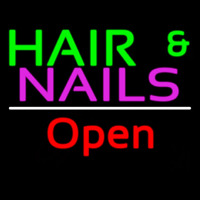 Hair And Nails Open White Line Neonreclame