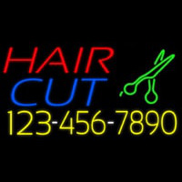 Hair Cut With Number And Scissor Neonreclame