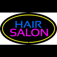 Hair Salon Oval Yellow Neonreclame