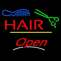 Hair Scissors Comb Open Yellow Line Neonreclame
