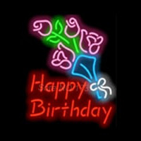 Happy Birthday with Flowers Neonreclame