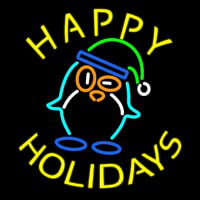 Happy Holidays With Snow Man Logo Neonreclame