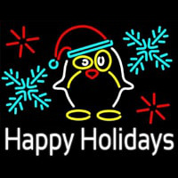 Happy Holidays With Snow Man Logo Neonreclame