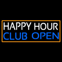 Happy Hour Club Open With Orange Border Neonreclame