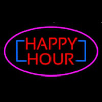 Happy Hour Oval Pink Neonreclame