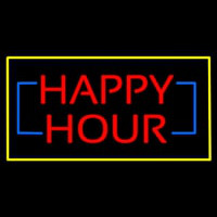 Happy Hour Rectangle Yellow Neonreclame