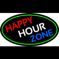 Happy Hour Zone Oval With Green Border Neonreclame