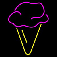Hard Ice Cream In Pink With Yellow Cone Neonreclame