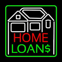 Home Loans With Home Logo And Green Border Neonreclame