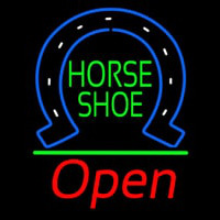 Horseshoe Open With Green Line Neonreclame