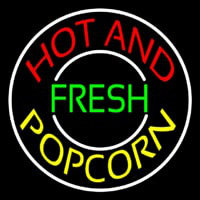 Hot And Fresh Popcorn With Border Neonreclame