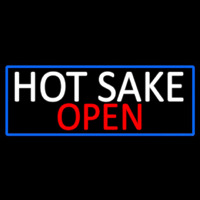 Hot Sake Open With Blue Border Neonreclame