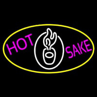 Hot Sake Oval With Yellow Border Neonreclame