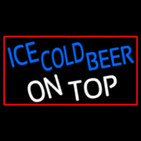 Ice Cold Beer On Top With Red Border Neonreclame