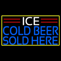 Ice Cold Beer Sold Here With Yellow Border Neonreclame