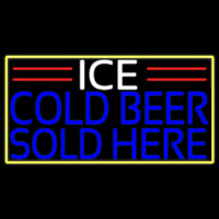 Ice Cold Beer Sold Here With Yellow Border Real Neon Glass Tube Neonreclame