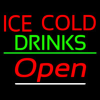 Ice Cold Drinks Red Open Neonreclame